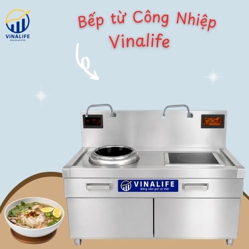 Bếp Từ Công Nghiệp Đôi 1 Lõm- 1 Phẳng - 8kw